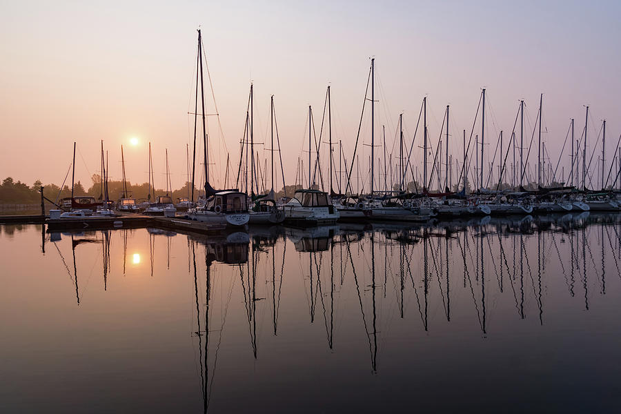 Shimmering Pinks - Silky Sunrise With Yachts Photograph by Georgia Mizuleva