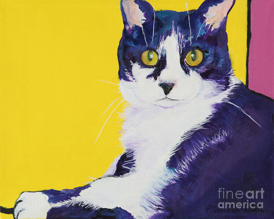 Tuxedo Cat Painting - Simon by Pat Saunders-White