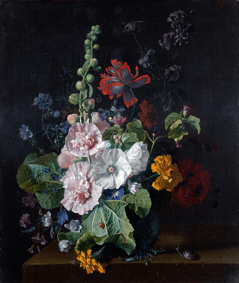 SIMON VERELST Den Hague 16441721 London Roses, irides poppies peonies and pinks in a vase on a  Painting by Celestial Images