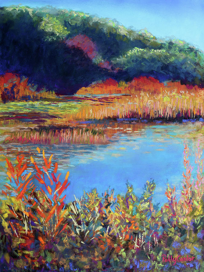 Simpaug Pond in October Pastel by Polly Castor