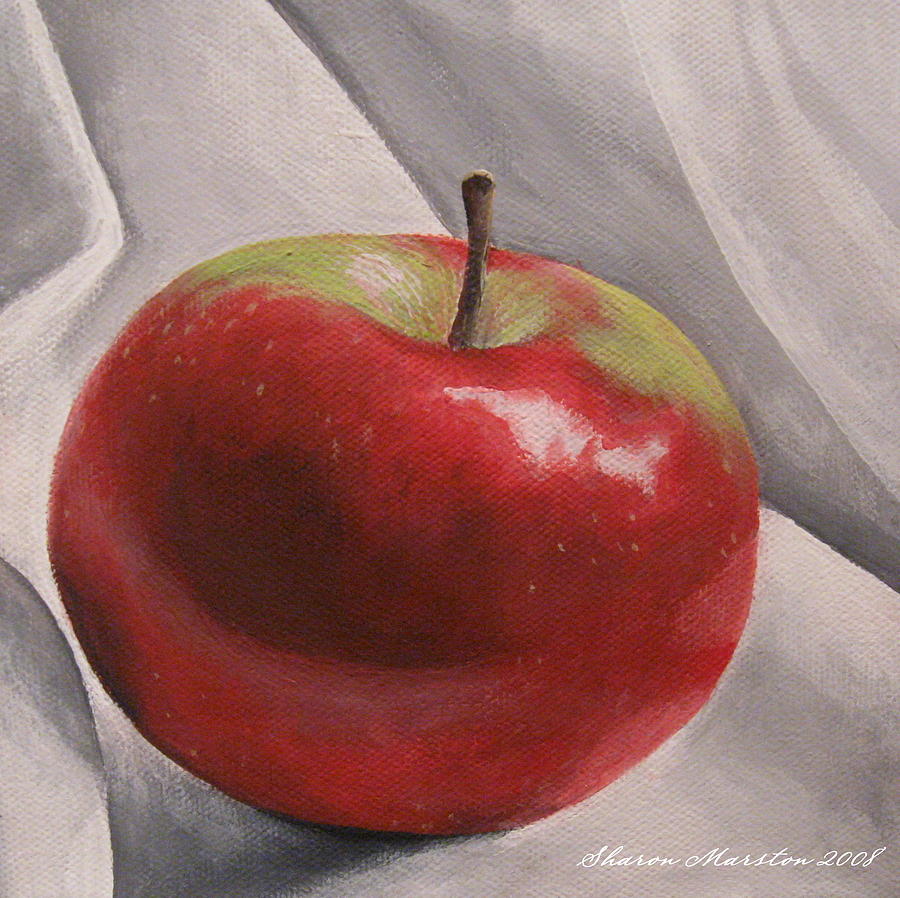 Apple Painting - Simple Beauty by Sharon Marcella Marston