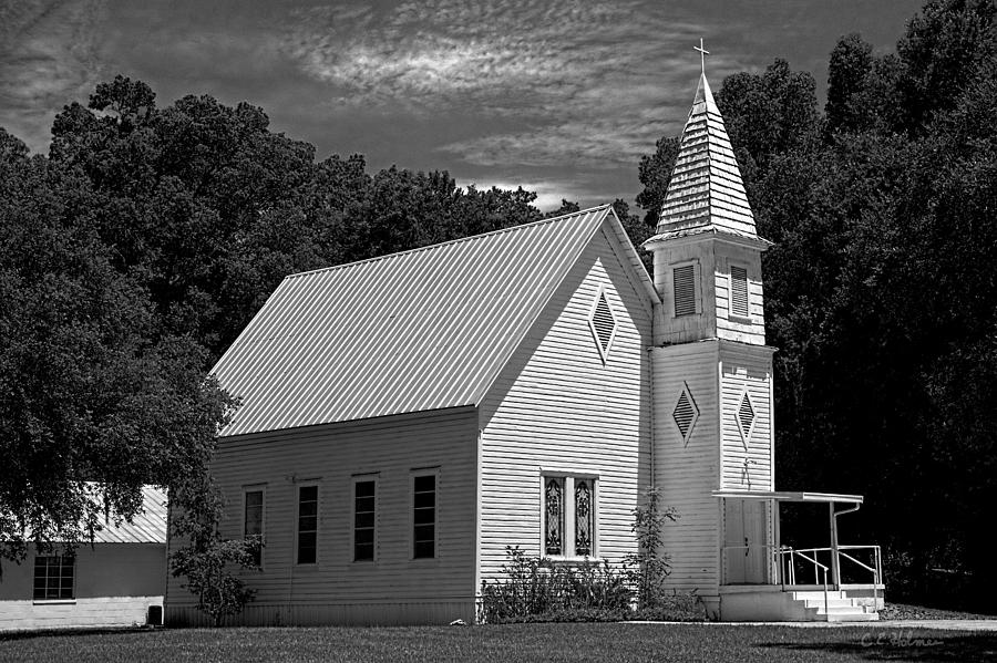 Simple Country Church - BW Photograph by Christopher Holmes