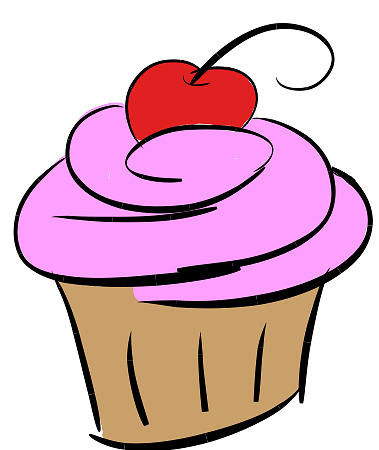Cherry-topped Cupcake Digital Stamp - Sweet 'n Sassy Stamps, LLC