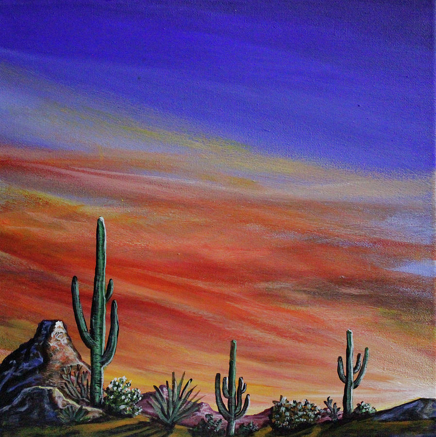 Simple Desert Sunset One Painting by Lance Headlee