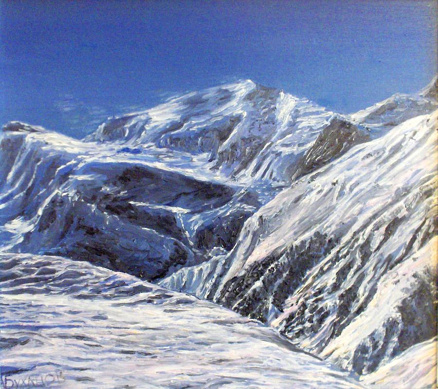 Mountain Painting - Simple himalayan blue by Alexander Bukhanov