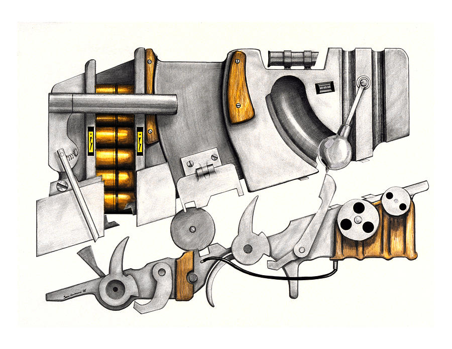 Simple Machines Drawing Three Drawing by Sean Gautreaux Pixels