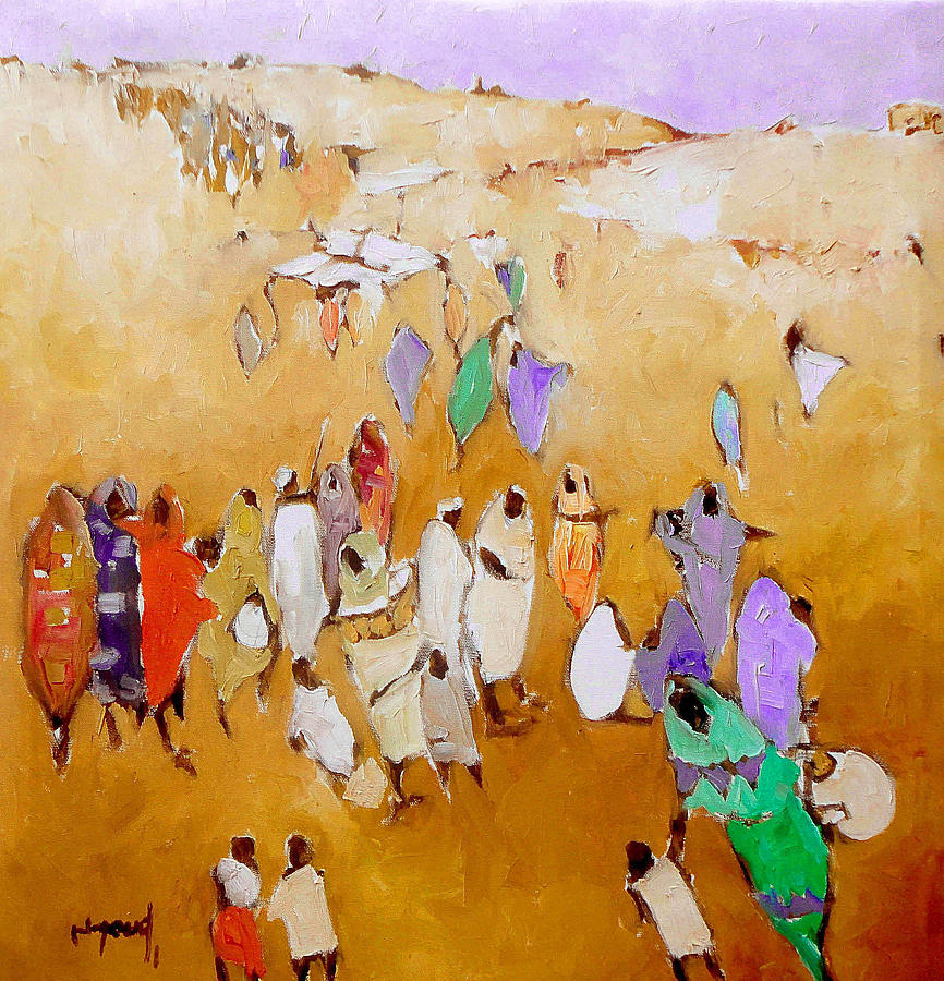 Landscape Painting - Simple People  by Negoud Dahab
