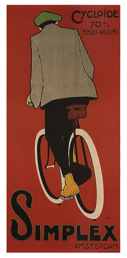 Simplex - Bicycle - Amsterdam - Vintage Advertising Poster Mixed Media