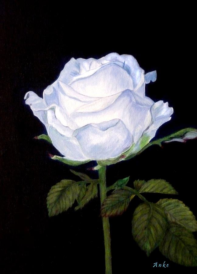 Flowers Still Life Painting - Simplicity Rose by Anke Wheeler