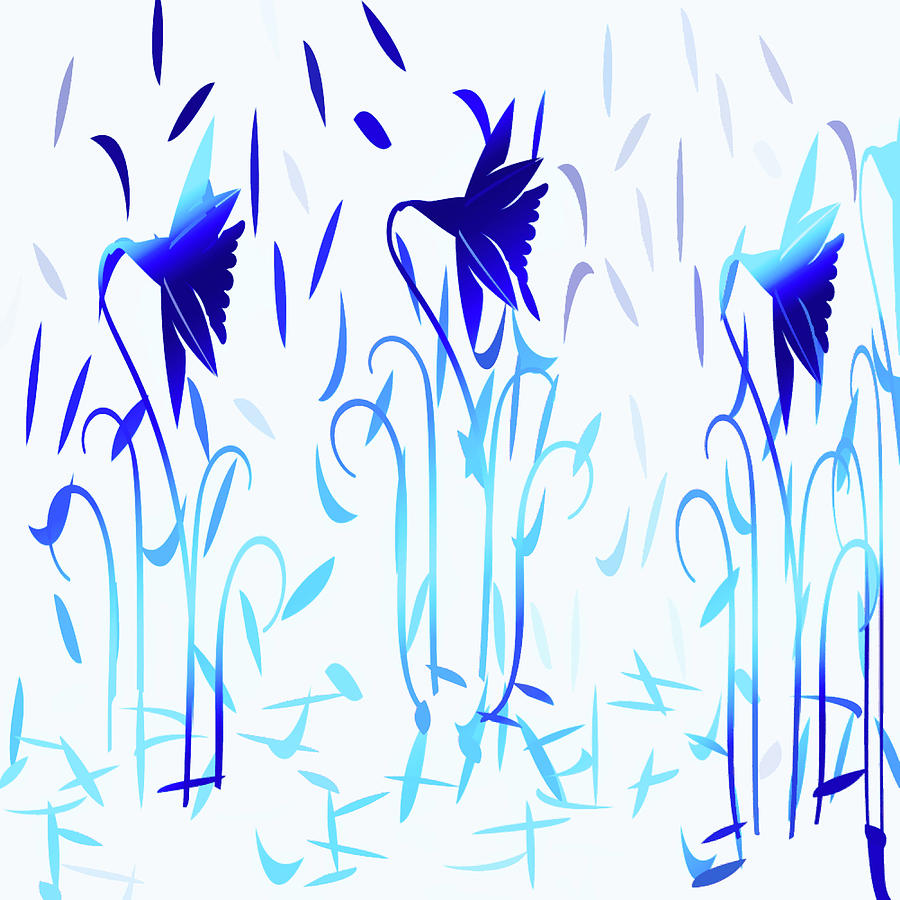 Simply Blue Dancing Flowers Digital Art by Aimee L Maher ALM GALLERY