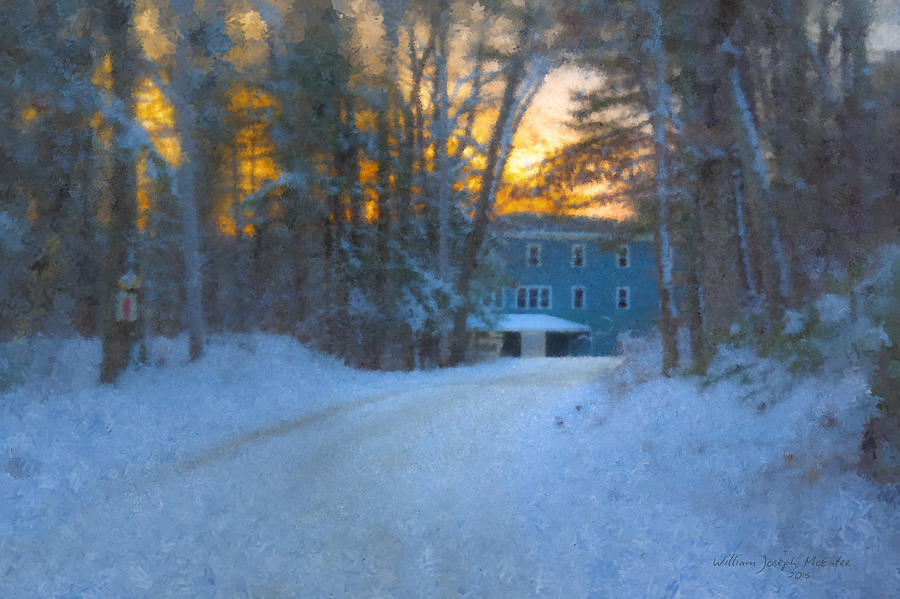 Simpson Spring Winter Sunset Painting by Bill McEntee