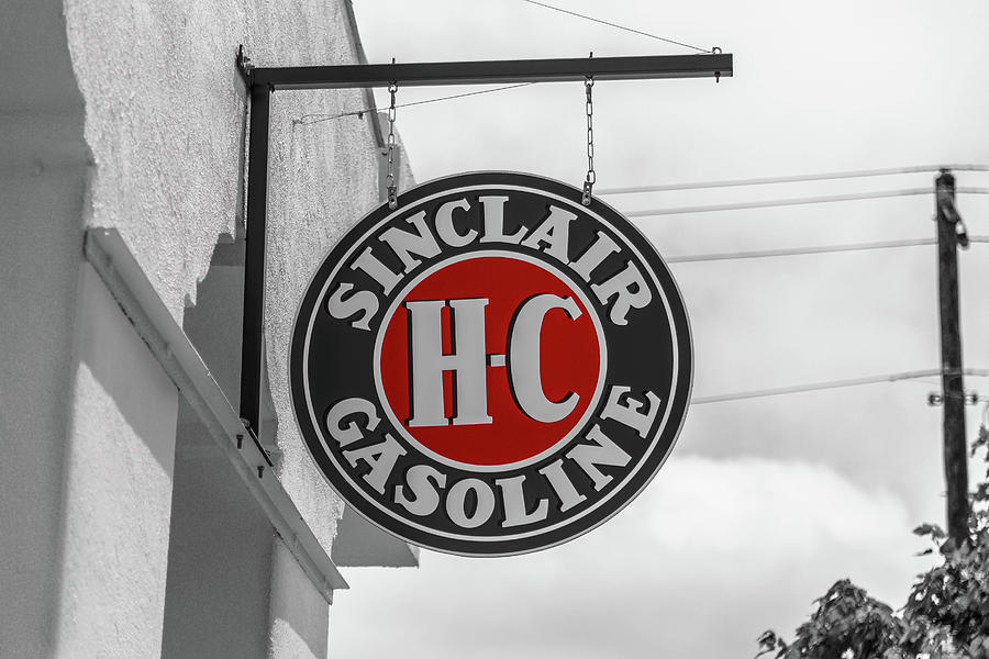 Sinclair Gasoline Round Sign in Selective Color Photograph by Doug Camara
