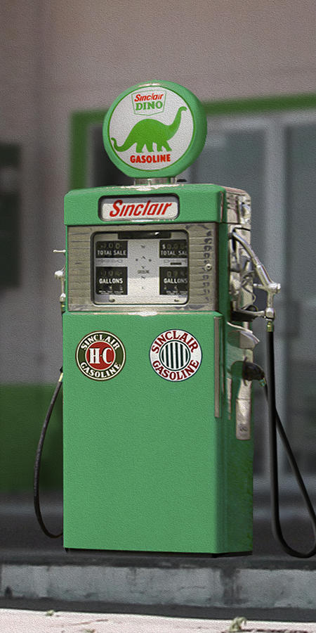 Dinosaur Photograph - Sinclair Gasoline - Wayne Double Pump by Mike McGlothlen