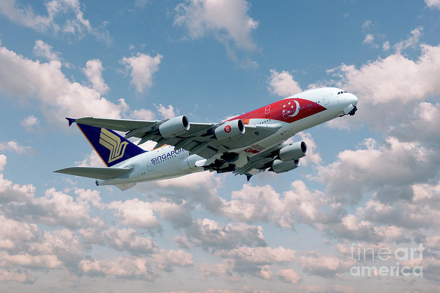 A380 Digital Art - Singapore A380-800 9V-SKI by Airpower Art