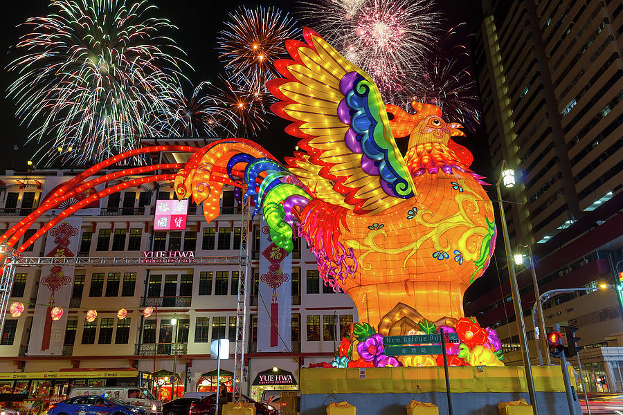 Singapore Chinatown 2017 Lunar New Year Fireworks Photograph by David Gn