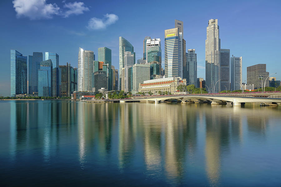 Singapore city and building in day time with water flont and ref Photograph by Anek Suwannaphoom