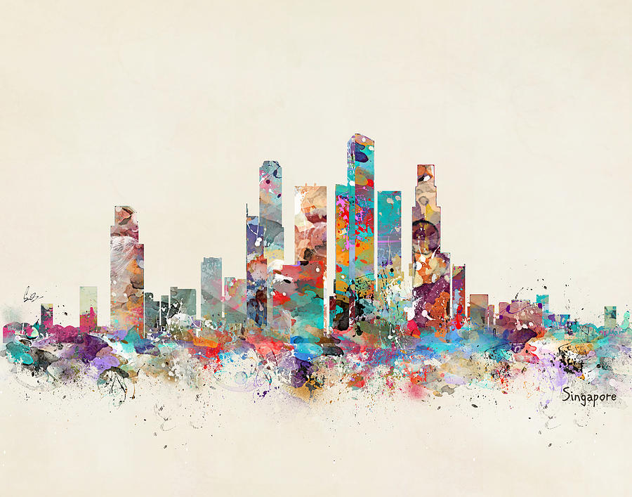 Skyline Painting - Singapore City Skyline by Bri Buckley