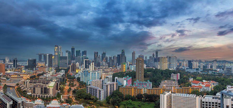 Singapore Cityscape at Sunset Photograph by David Gn