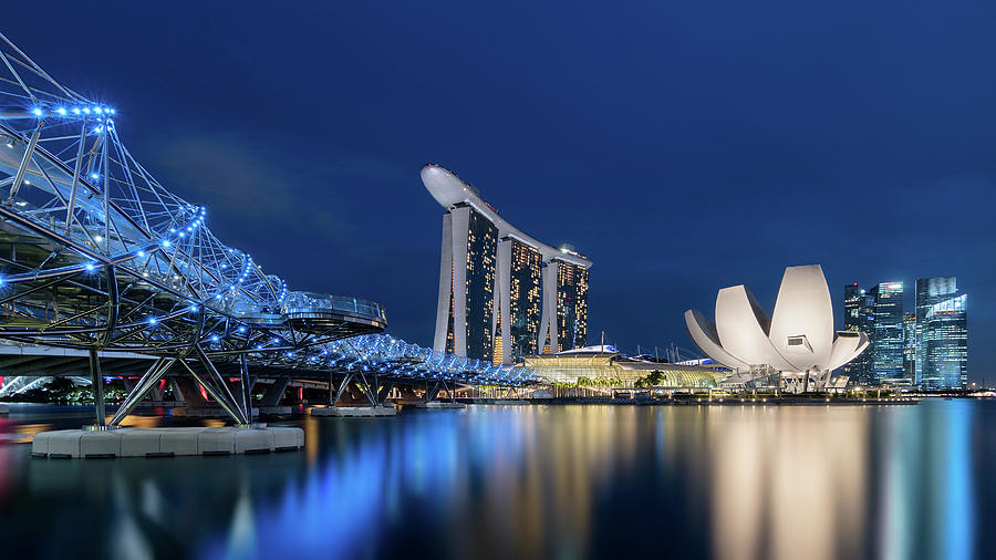 Singapore in Blue Photograph by Roberto Ruggieri