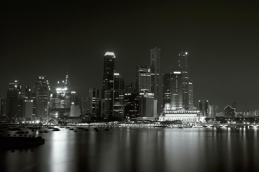 Architecture Photograph - Singapore night lights by Sergey Korotkov
