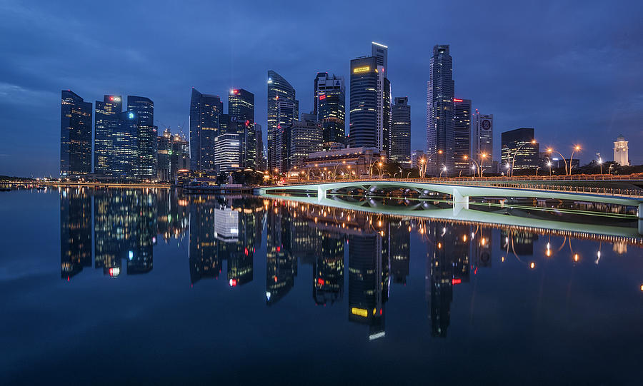 Singapore skyline reflection Photograph by Pradeep Raja Prints