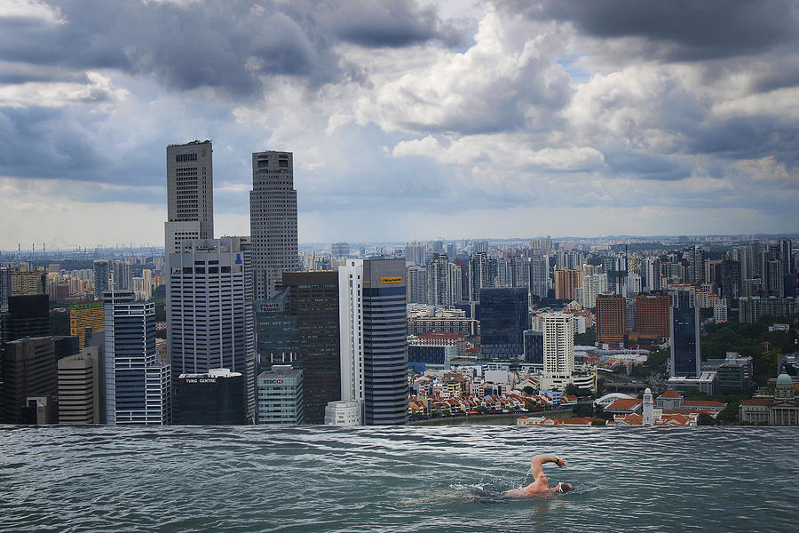 Architecture Photograph - Singapore Swimmer by Nina Papiorek