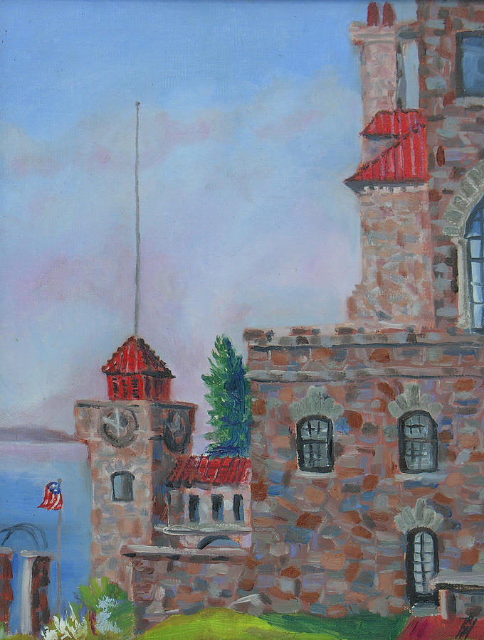Singer Castle Clock Tower Painting by Robert P Hedden