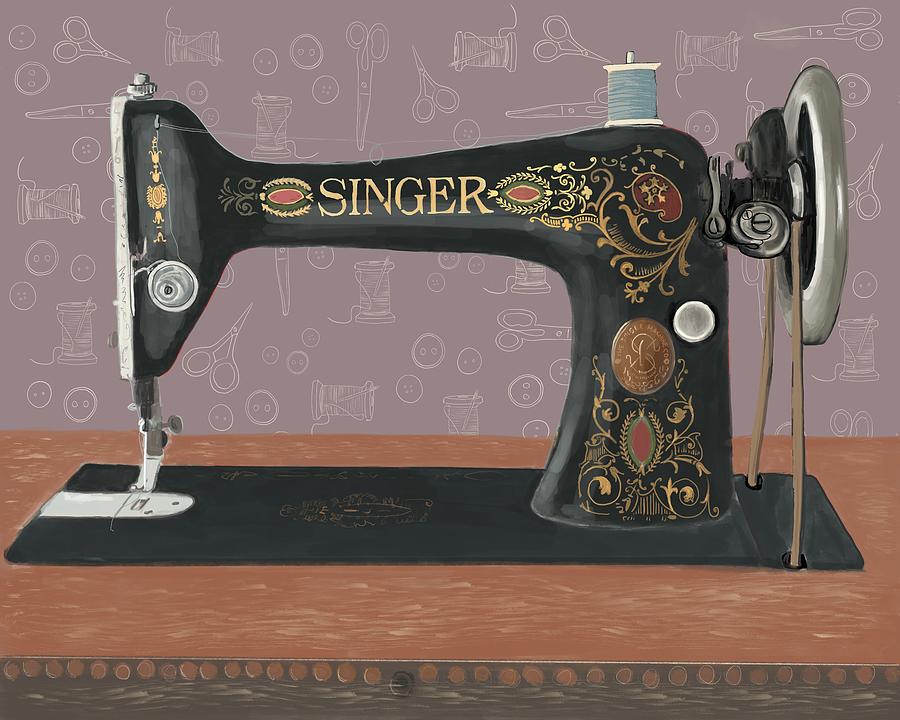 1950's Electric Sewing Machine Digital Art by Blenda Studio - Pixels