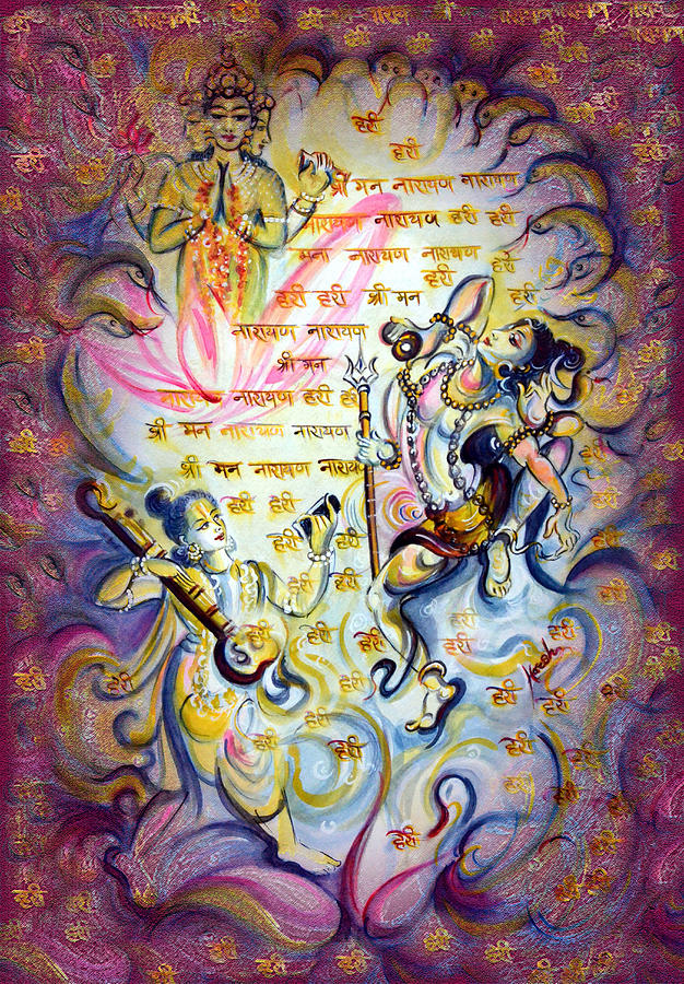 Singing and Dancing for Vishnu Painting by Harsh Malik
