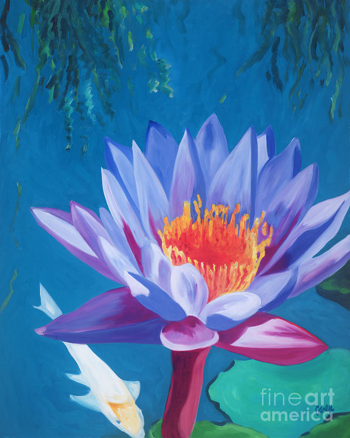 Singing Electric Lotus Painting by Cathy Carey