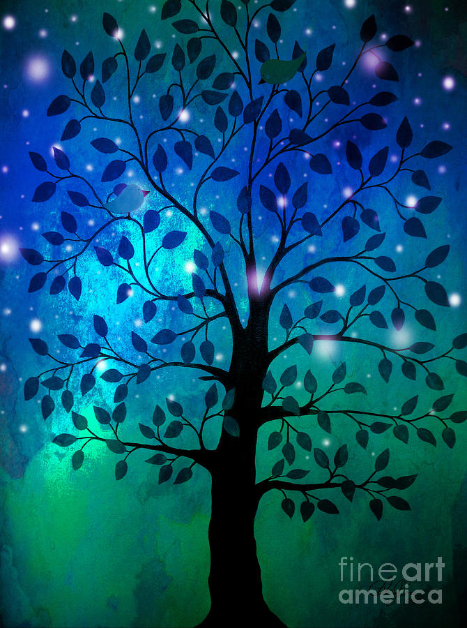 Singing in the Aurora Tree Painting by Cheryl Rose
