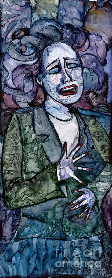 Singing Lady-Blues Painting by Amy Stielstra