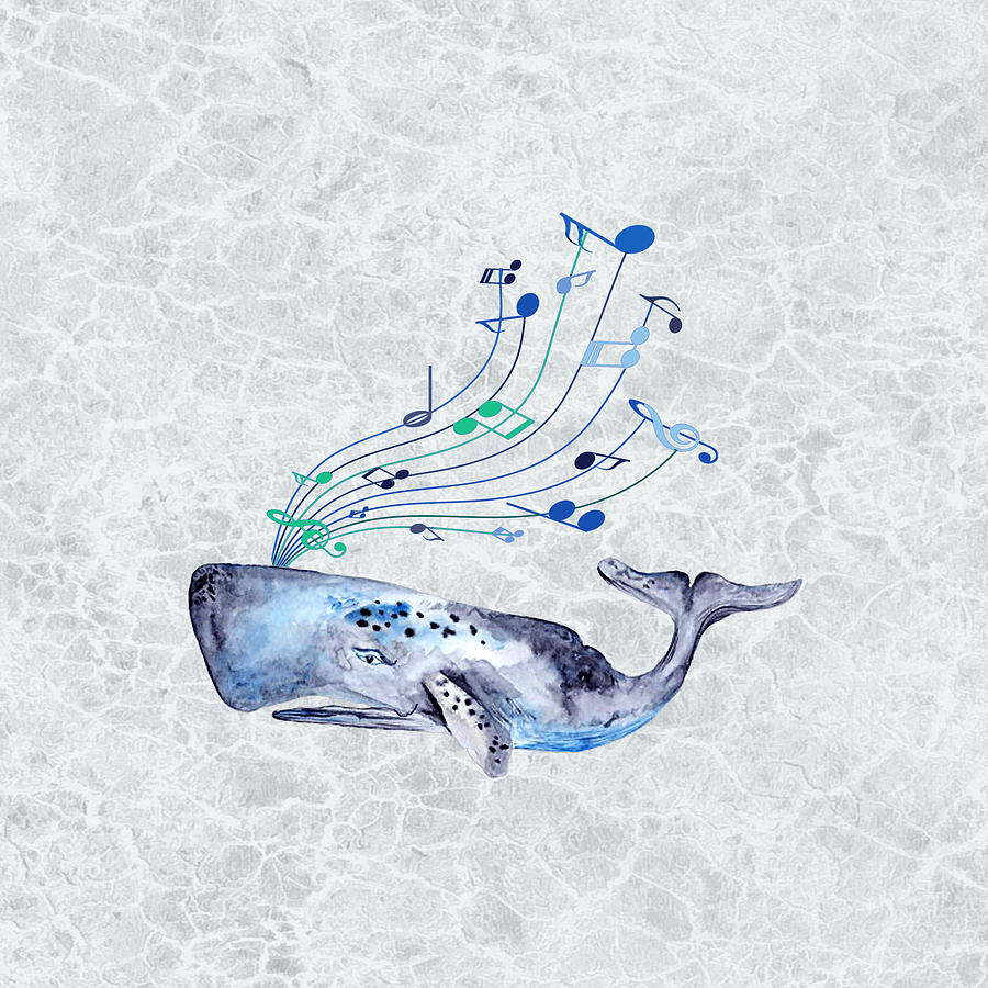 Singing Musical Blue Whale on Grey Background Painting by Elaine Plesser -  Pixels