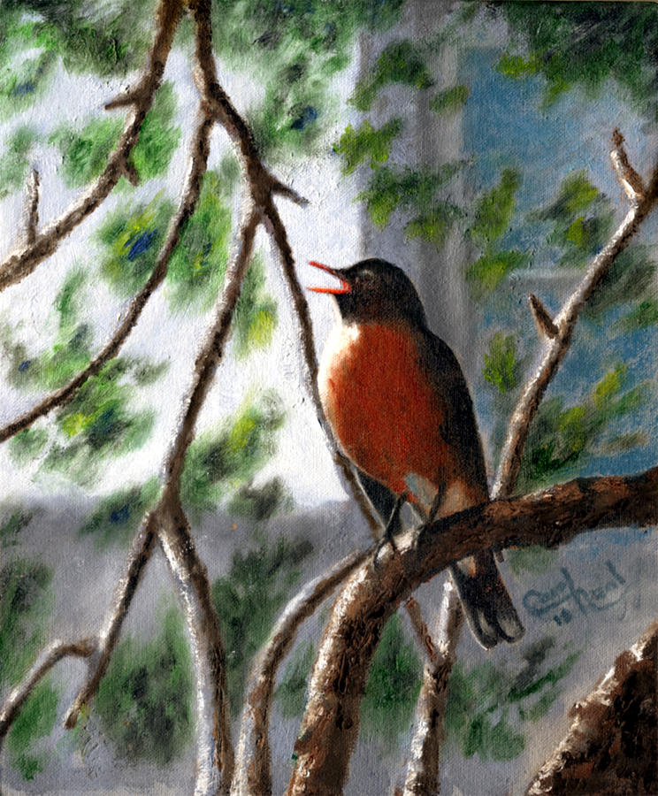 Singing Robin Painting by Carol Neal-Chicago