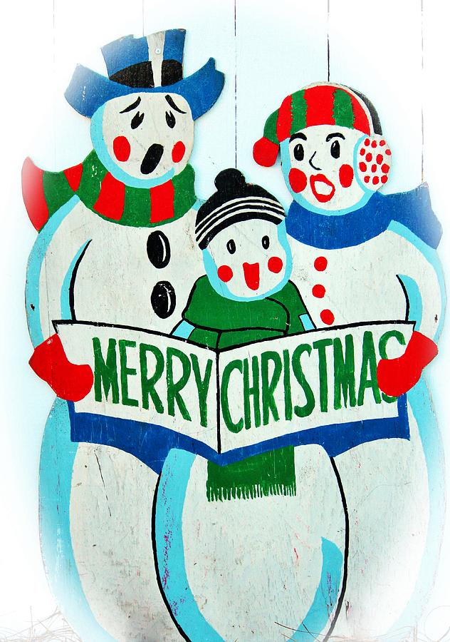 Christmas Photograph - Singing Snowman Family by Cynthia Guinn