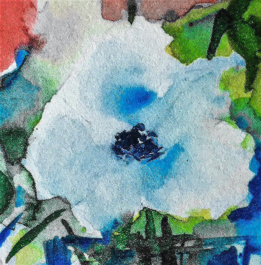 Single Blue Flower Mixed Media by Britta Zehm