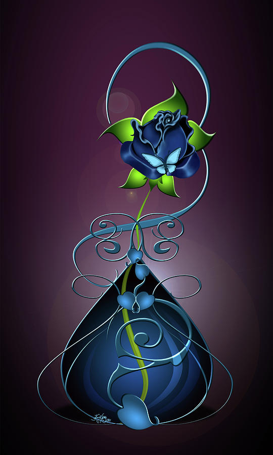 Butterfly Digital Art - Single Blue Rose by Karla White