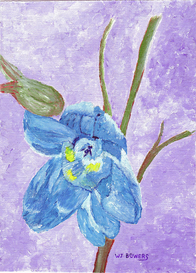 Single Delphinium Flower Painting by William Bowers