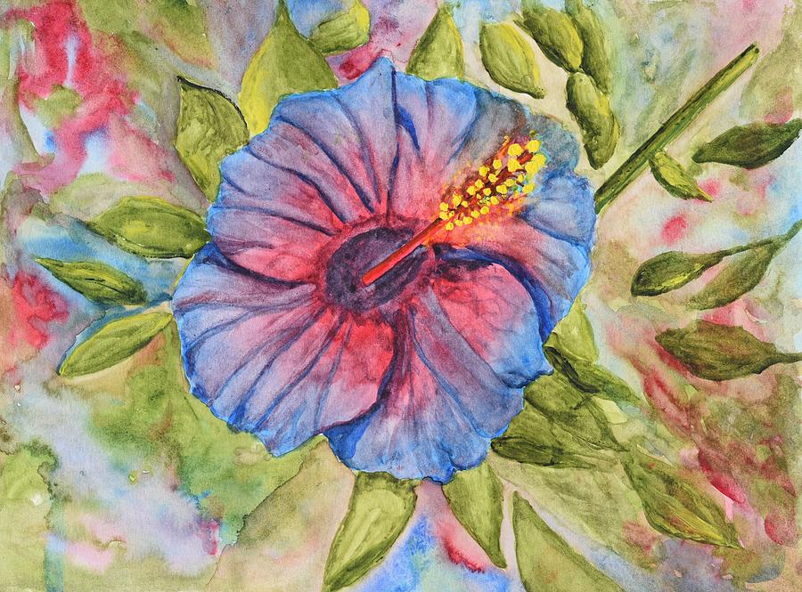 Single Hibiscus Painting by Linda Brody