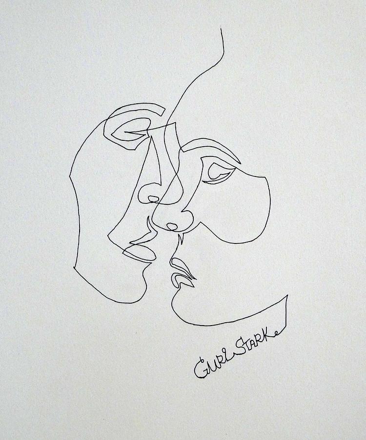 Single Line Drawing - Single-line Love by Guri Stark Single Line Drawing - Single-line Love by Guri Stark