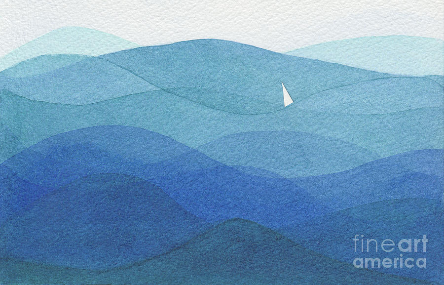 Single Sail In A Big Ocean Painting
