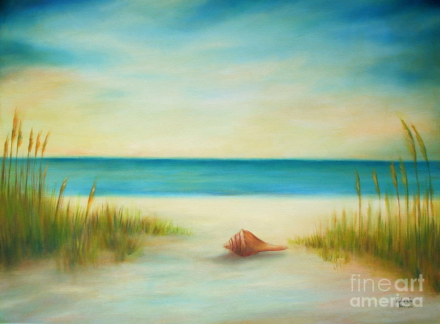Seascapes Painting - Single seashell by Gabriela Valencia