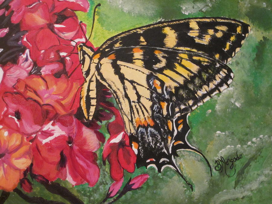 Butterfly Painting - Single Swallowtail Butterfly by Brenda Morgado