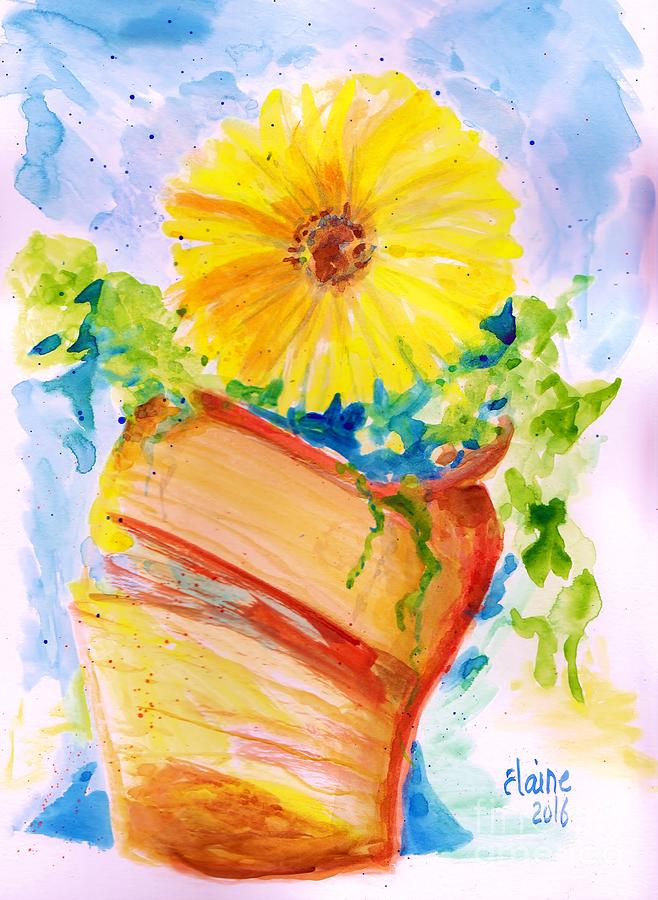 Single Yellow Flower Painting by Elaine Berger