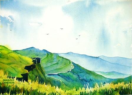 Landscape Painting - Sinhagad 1 by Sandeep Khedkar Landscape Painting - Sinhagad 1 by Sandeep Khedkar