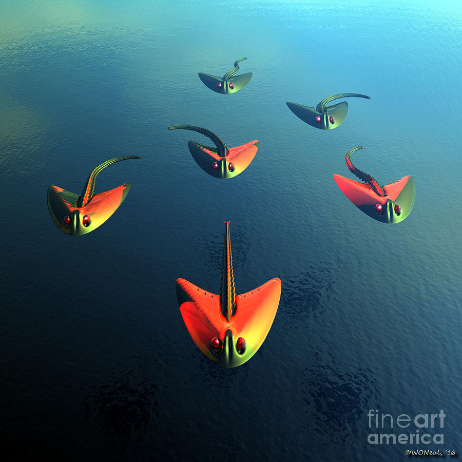Space Ship Digital Art - A Sinister Invasion 2 by Walter Neal