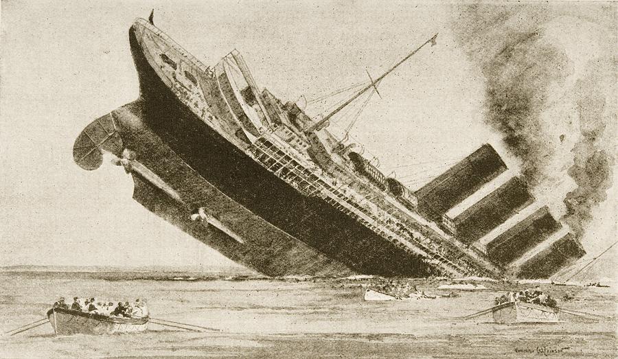 Sinking Of The Lusitania May 7 1915 Drawing by Vintage Design Pics