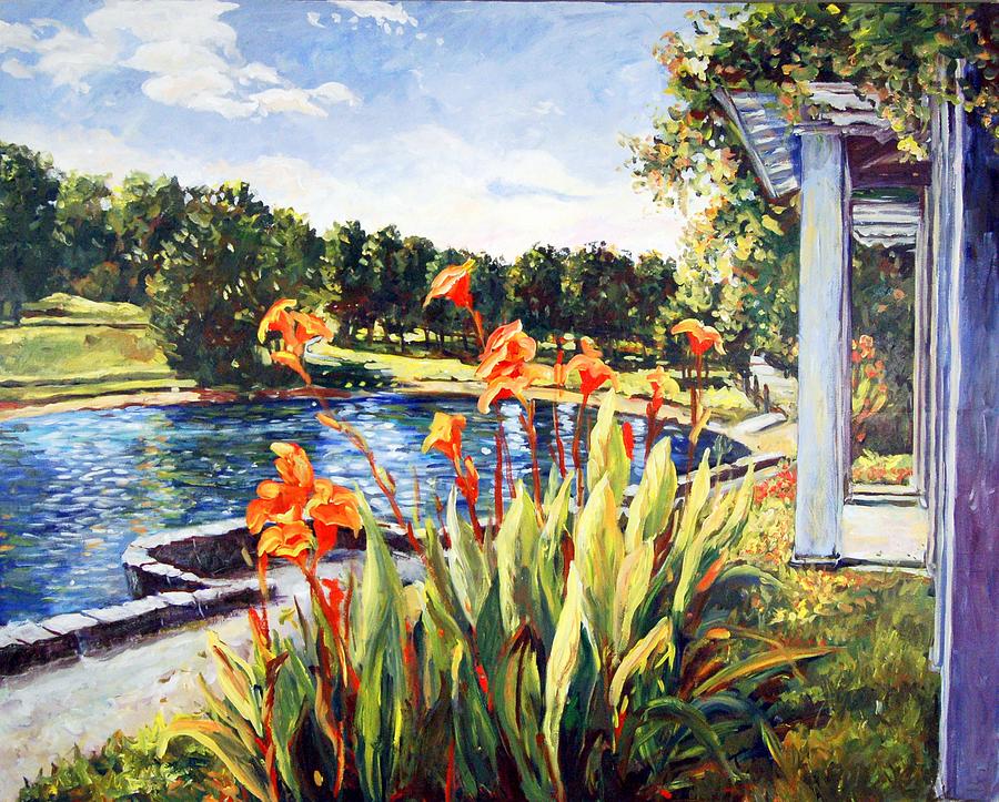 Sinnissippi Gardens Lagoon Painting by Ingrid Dohm