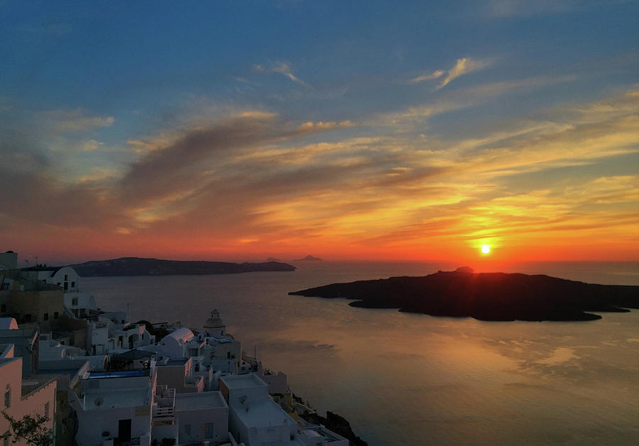 Sunset in Fira, Santorini Photograph by Denise Gallagher