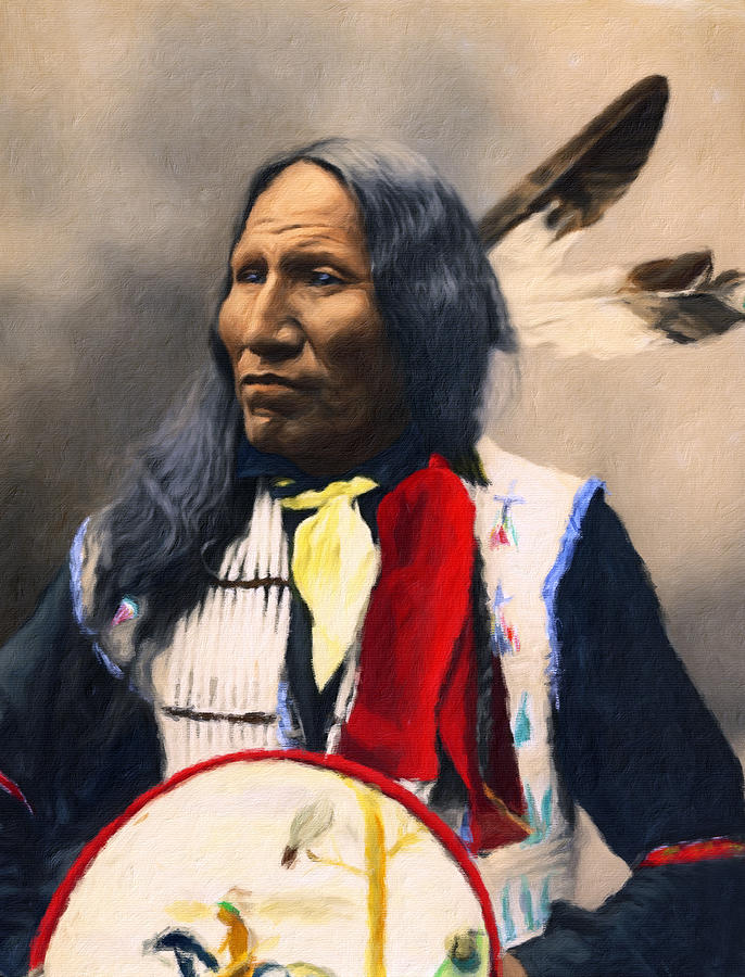 Sioux Chief Portrait Painting by Georgiana Romanovna
